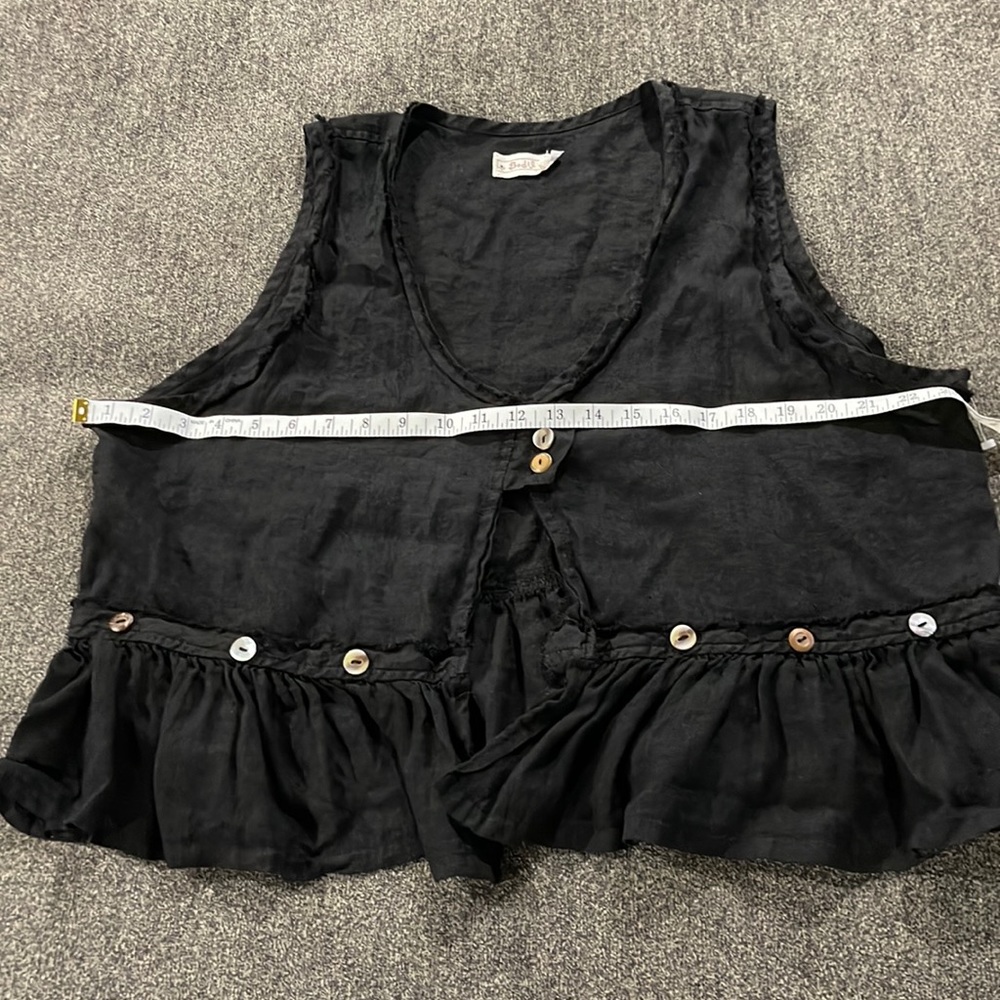 Women’s Black Ruffled Button-Front Vest